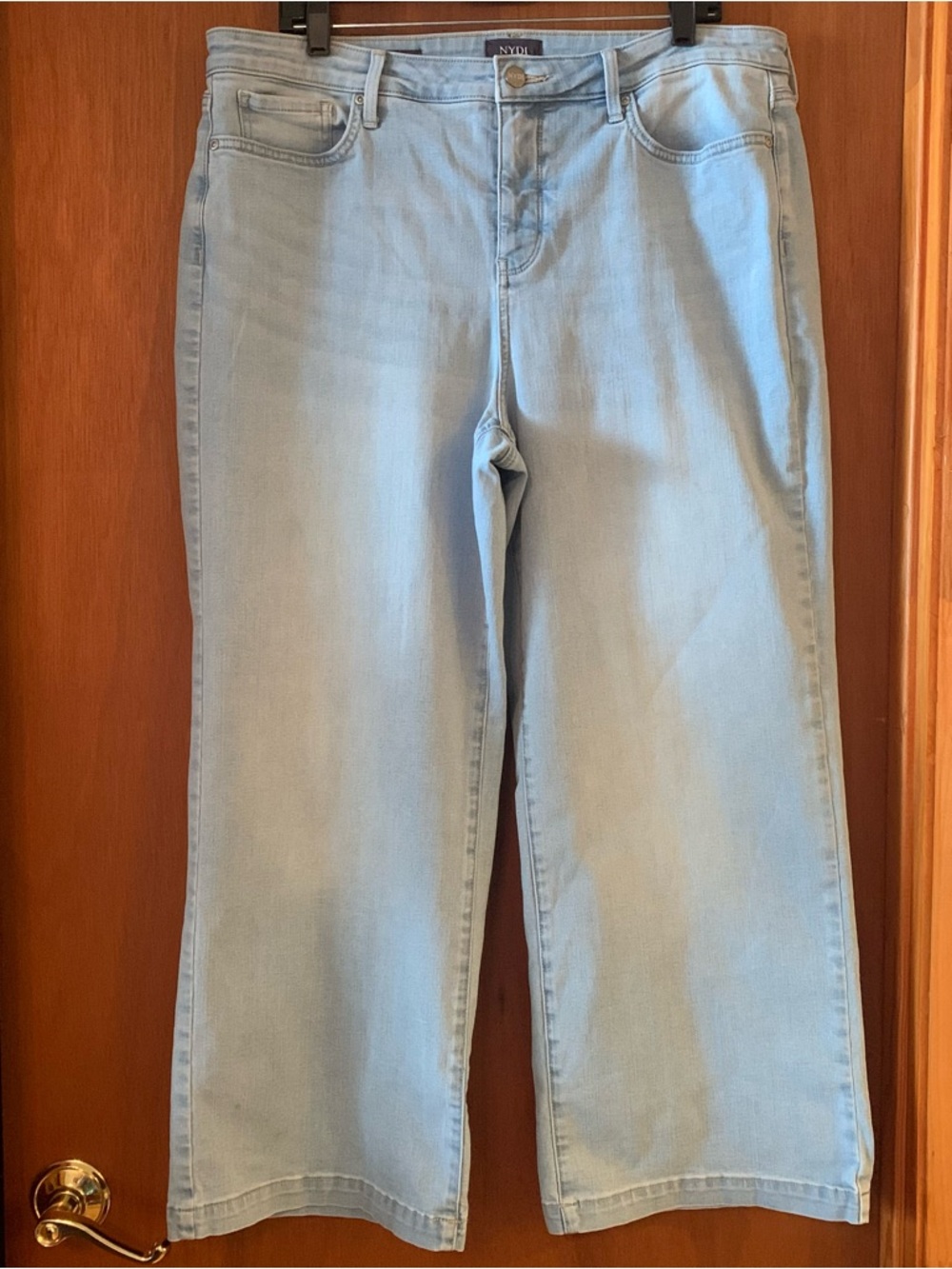 NYDJ Light Wash Wide Leg Jeans in Pale Blue